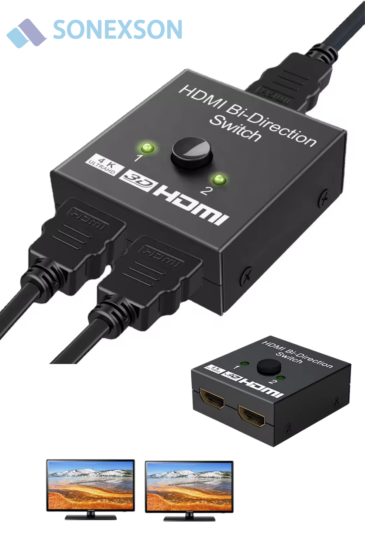 Electrima 2 Port HDMI Switch Splitter – 4K çözünürlük desteği ile ekran çoğaltıcı