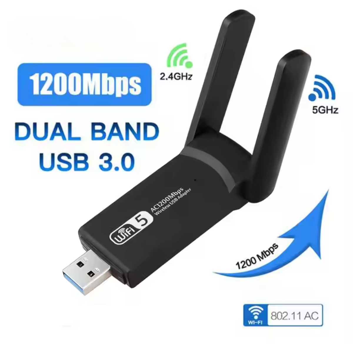 AC1300 Mbps USB 3.0 Kablosuz Wi-Fi Adaptör Çift Bantlı Bağlantı