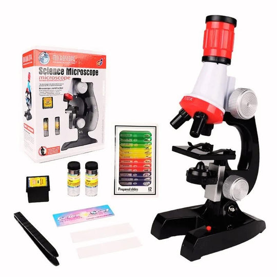 Electrima eğitici mikroskop kiti 100X 400X 1200X zoom LED ışıklı