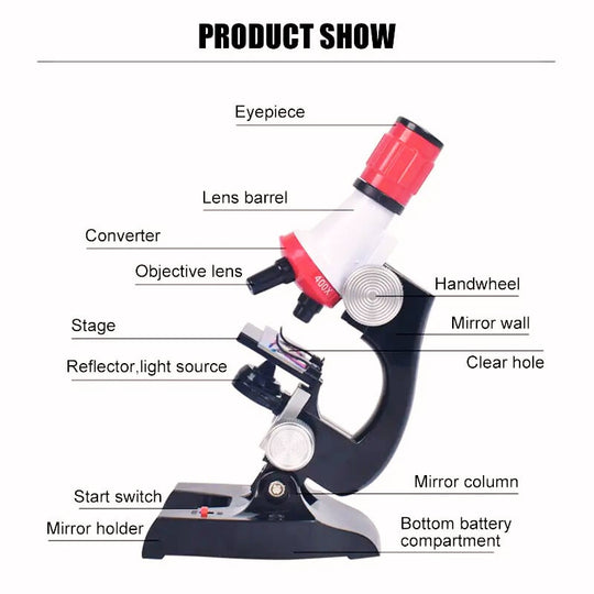 Electrima eğitici mikroskop kiti kutu içeriği ve aksesuarları